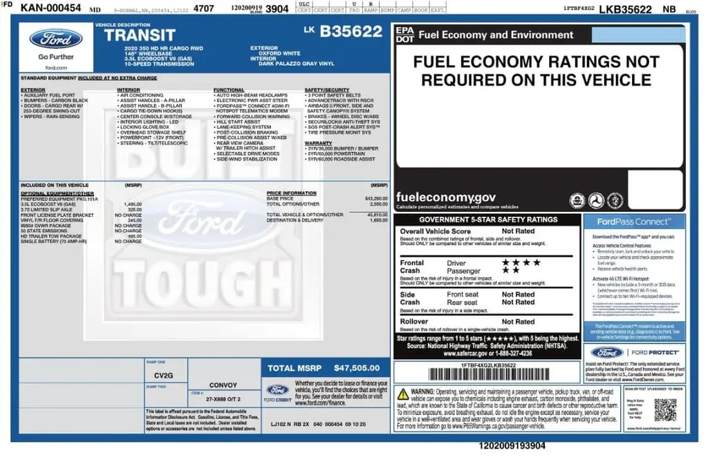 Florida Fine Cars - Used FORD TRANSIT 2020 WEST PALM 350 HD CARGO VAN 9950 GVWR DRW HIGH ROOF 148.0" WB