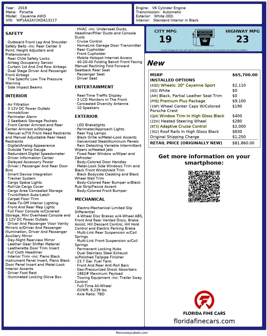 Florida Fine Cars - Used PORSCHE CAYENNE 2019 MARGATE 