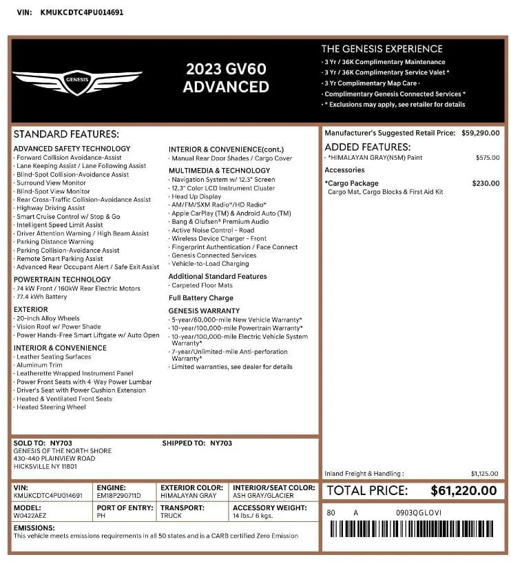 Florida Fine Cars - Used GENESIS GV60 2023 MARGATE ADVANCED