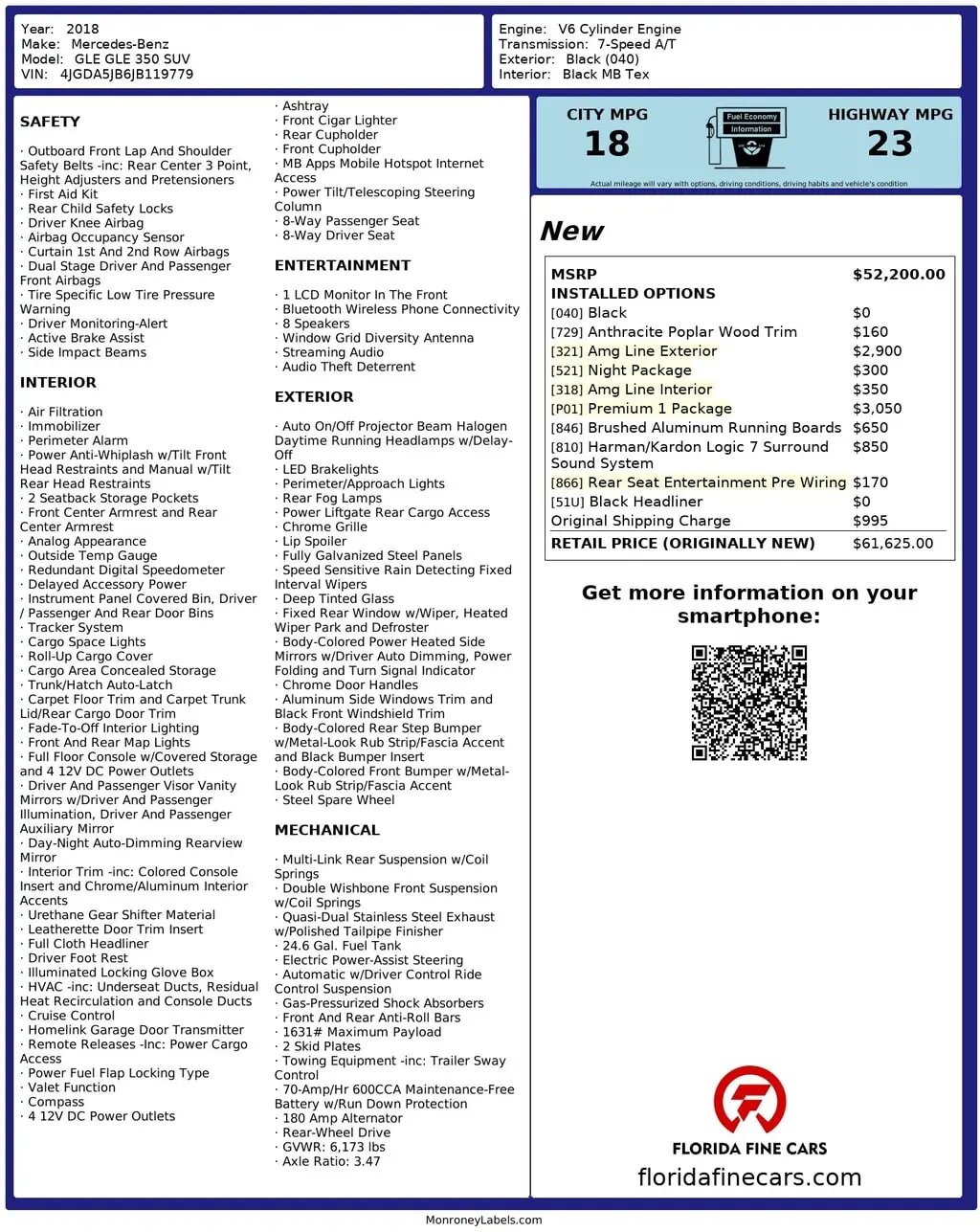 Florida Fine Cars - Used MERCEDES-BENZ GLE 2018 MIAMI GLE 350