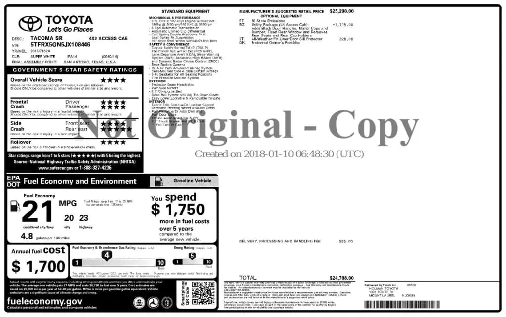 Florida Fine Cars - Used TOYOTA TACOMA 2018 MARGATE SR