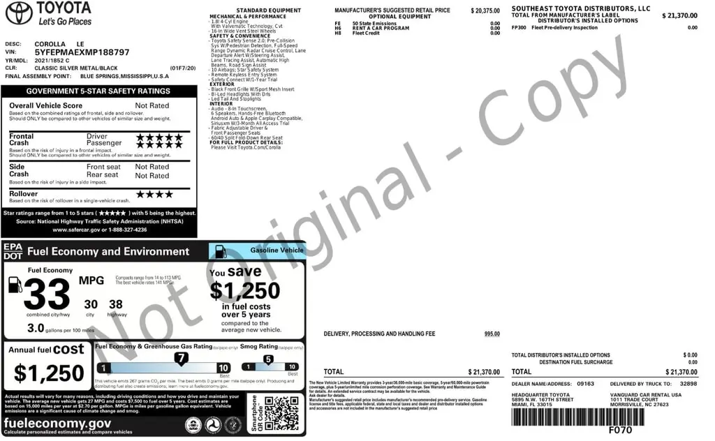 Florida Fine Cars - Used TOYOTA COROLLA 2021 ORLANDO LE