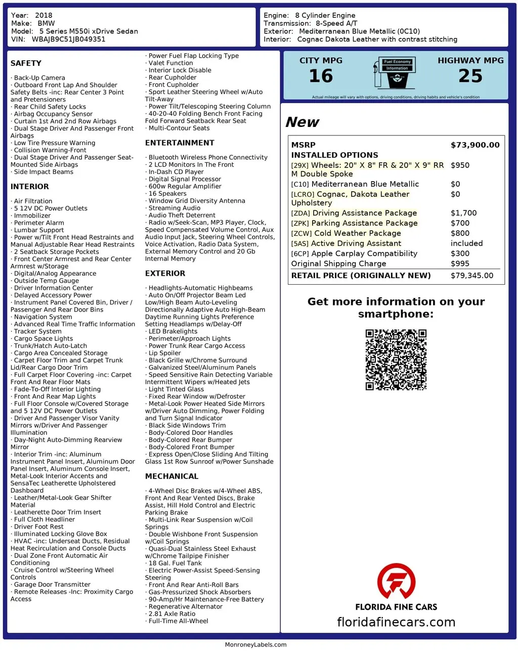 Florida Fine Cars - Used BMW 5 SERIES 2018 WEST PALM M550I XDRIVE