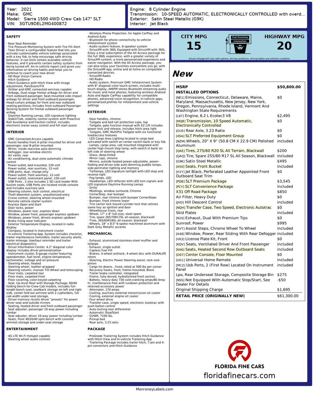 Florida Fine Cars - Used GMC SIERRA 1500 2021 ORLANDO SLT