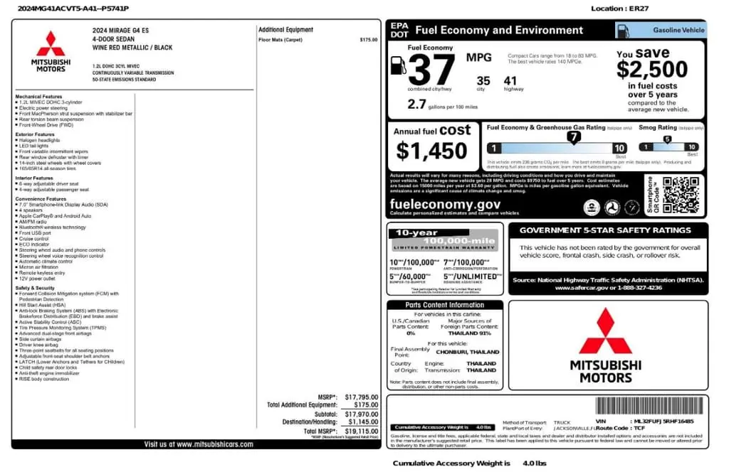 Florida Fine Cars - Used MITSUBISHI MIRAGE G4 2024 MIAMI ES