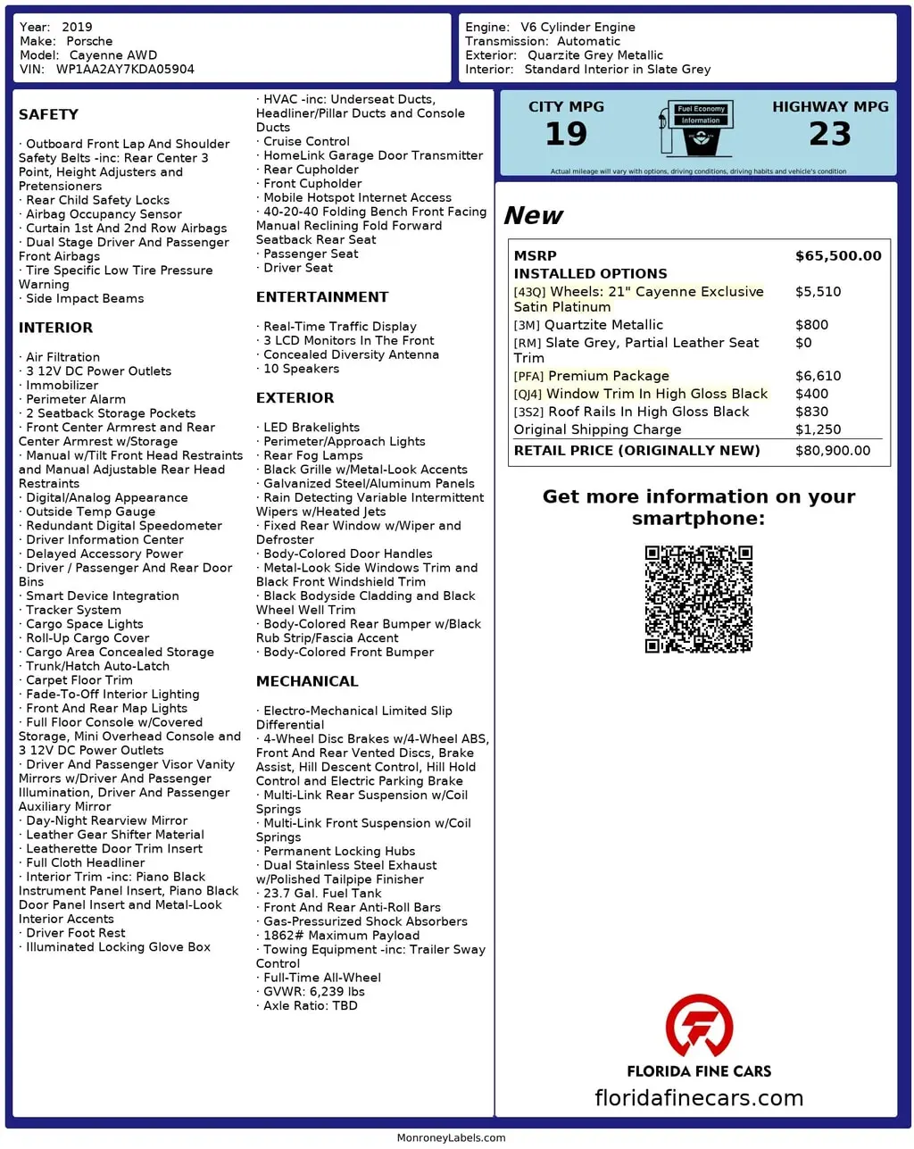 Florida Fine Cars - Used PORSCHE CAYENNE 2019 WEST PALM 