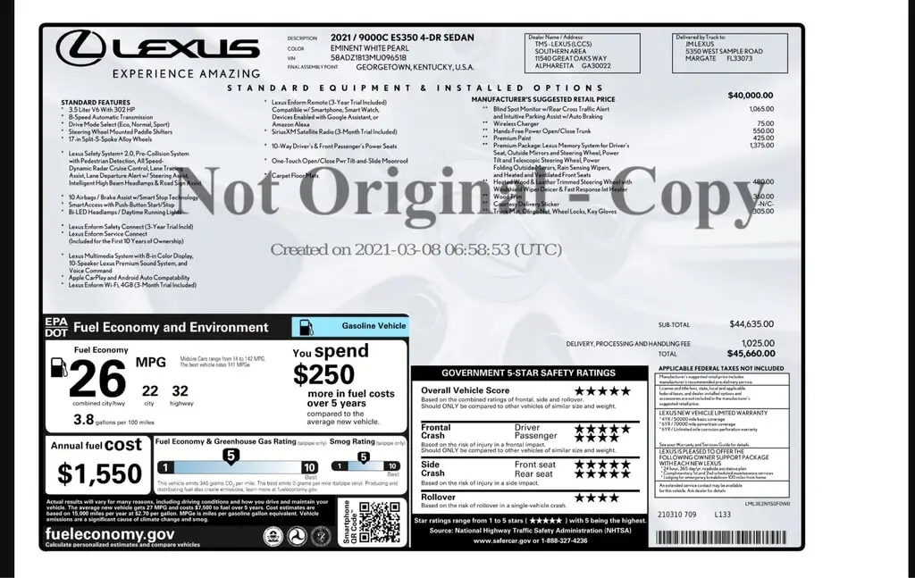 Florida Fine Cars - Used LEXUS ES 2021 WEST PALM ES 350