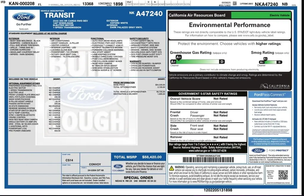 Florida Fine Cars - Used FORD E-TRANSIT 2022 WEST PALM 