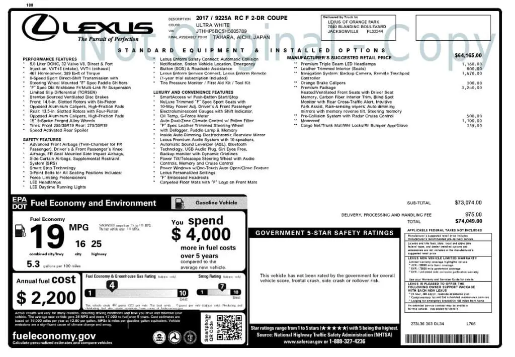 Florida Fine Cars - Used LEXUS RC F 2017 MARGATE