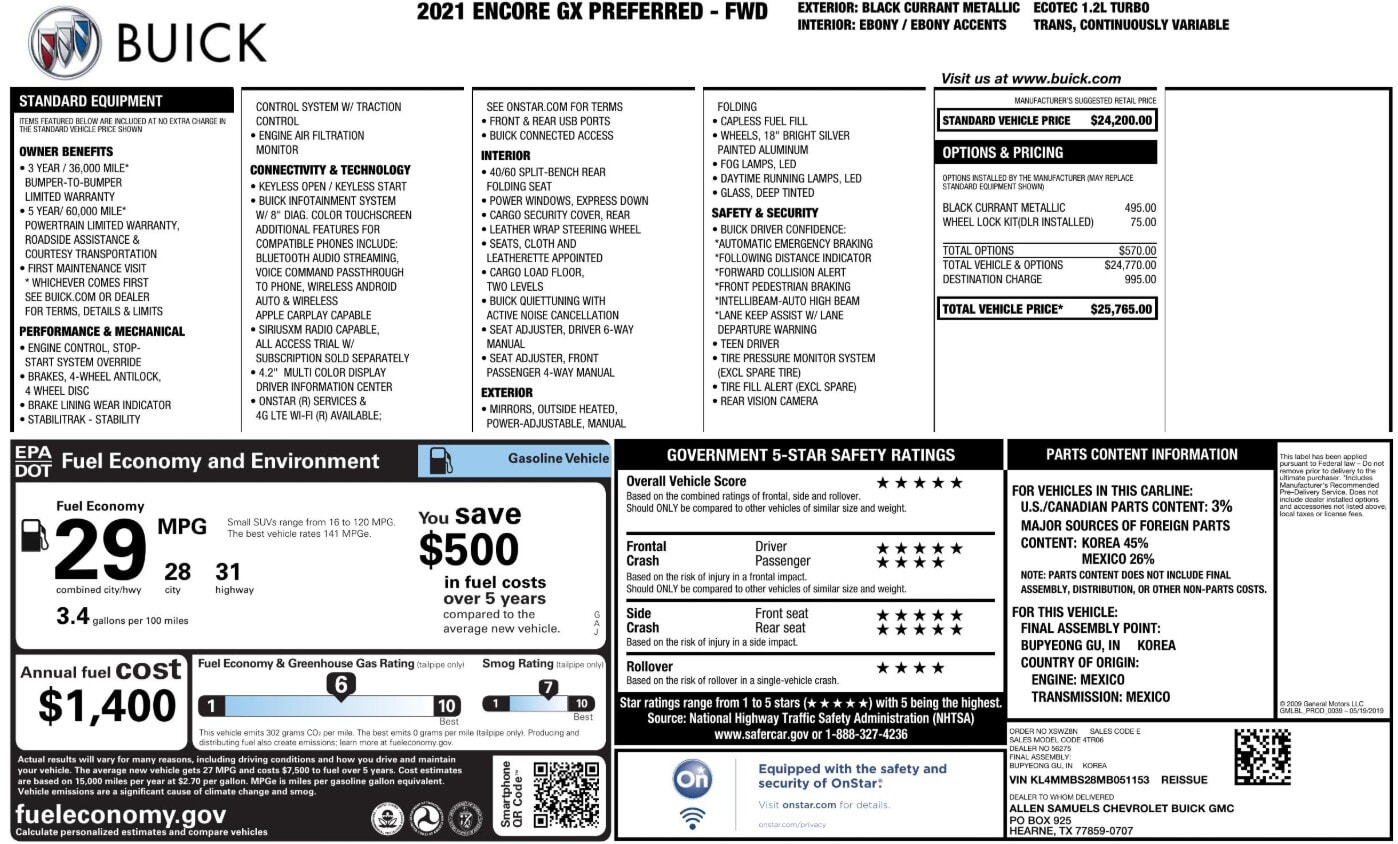 Florida Fine Cars - Used vehicle - SUV BUICK ENCORE GX 2021