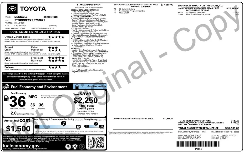 Florida Fine Cars - Used TOYOTA SIENNA 2024 ORLANDO LE