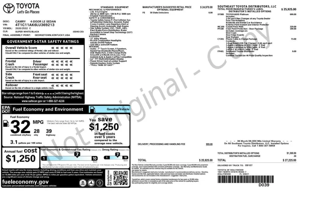 Florida Fine Cars - Used TOYOTA CAMRY 2020 MARGATE LE