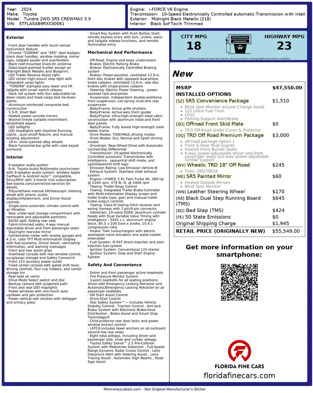 Florida Fine Cars - Used TOYOTA TUNDRA 2WD 2024 MIAMI SR5