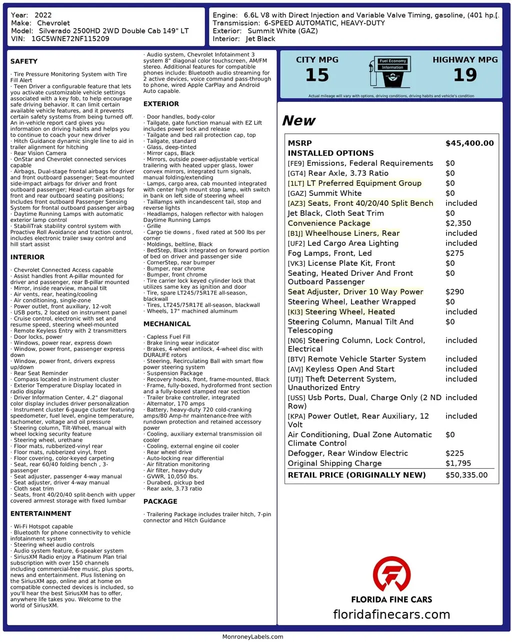 Florida Fine Cars - Used CHEVROLET SILVERADO 2500HD 2022 MIAMI LT