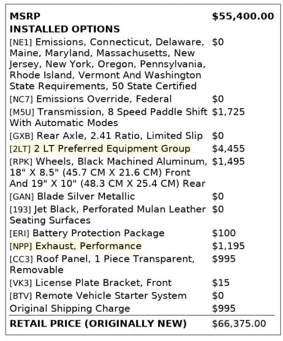 Florida Fine Cars - Used CHEVROLET CORVETTE  2016 MARGATE STINGRAY 2LT