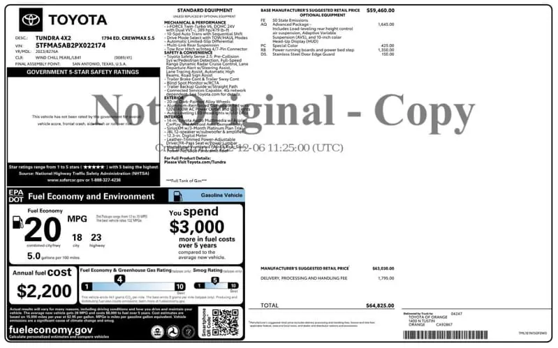 Florida Fine Cars - Used TOYOTA TUNDRA 2WD 2023 MARGATE 1794 EDITION