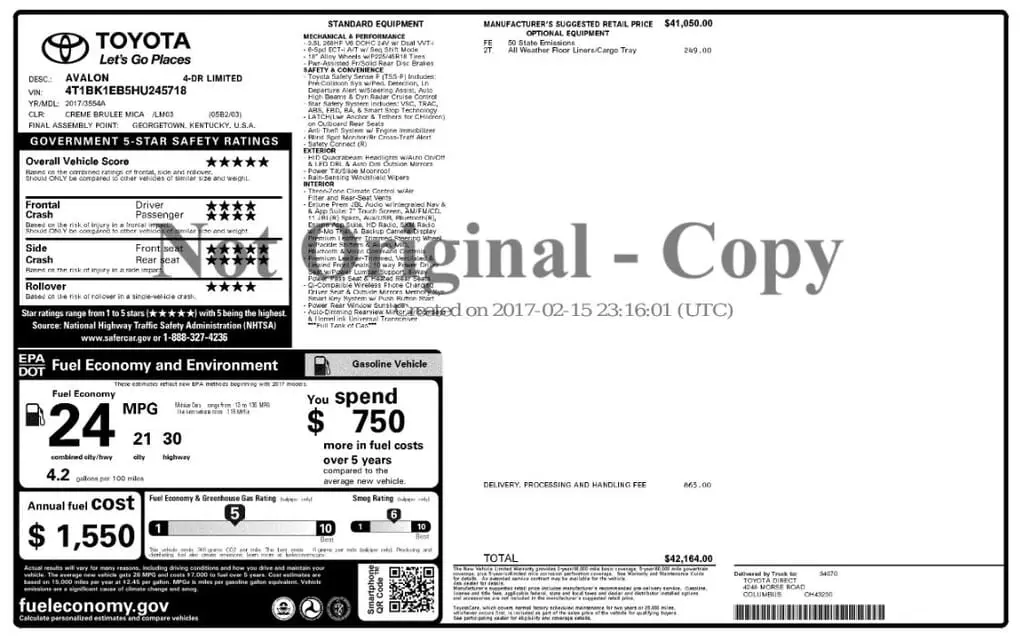 Florida Fine Cars - Used TOYOTA AVALON 2017 MIAMI XLE