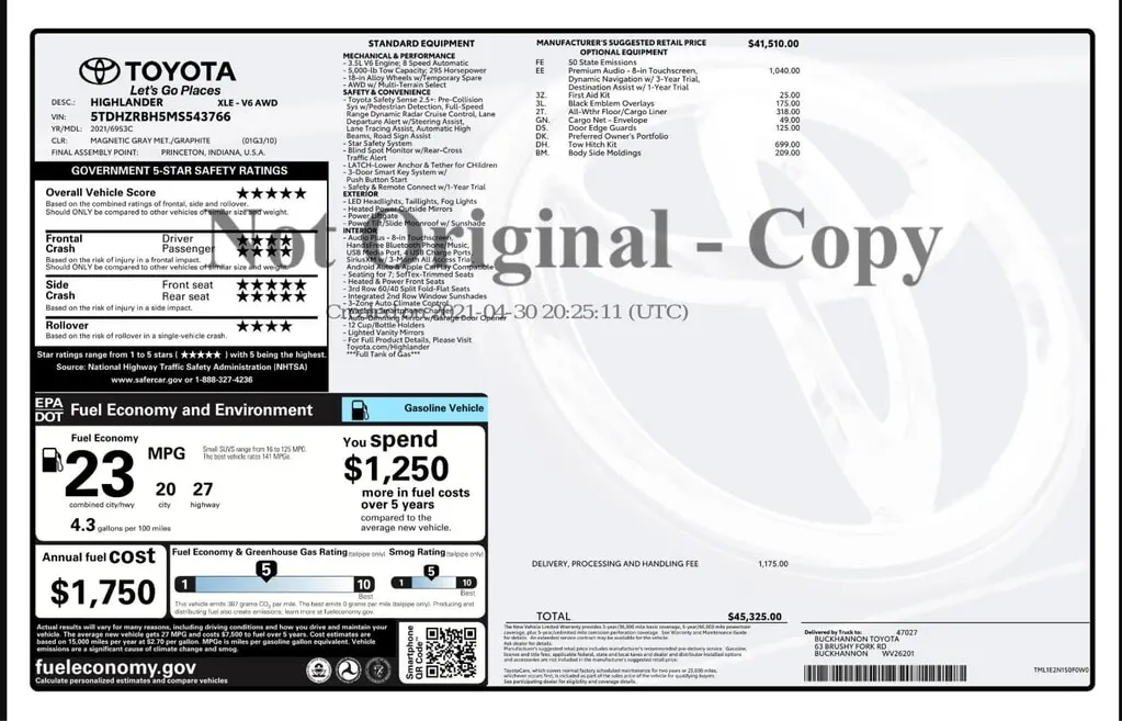 Florida Fine Cars - Used TOYOTA HIGHLANDER 2021 WEST PALM XLE