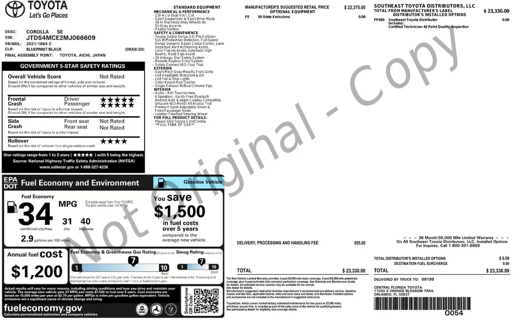 Florida Fine Cars - Used TOYOTA COROLLA 2021 ORLANDO SE