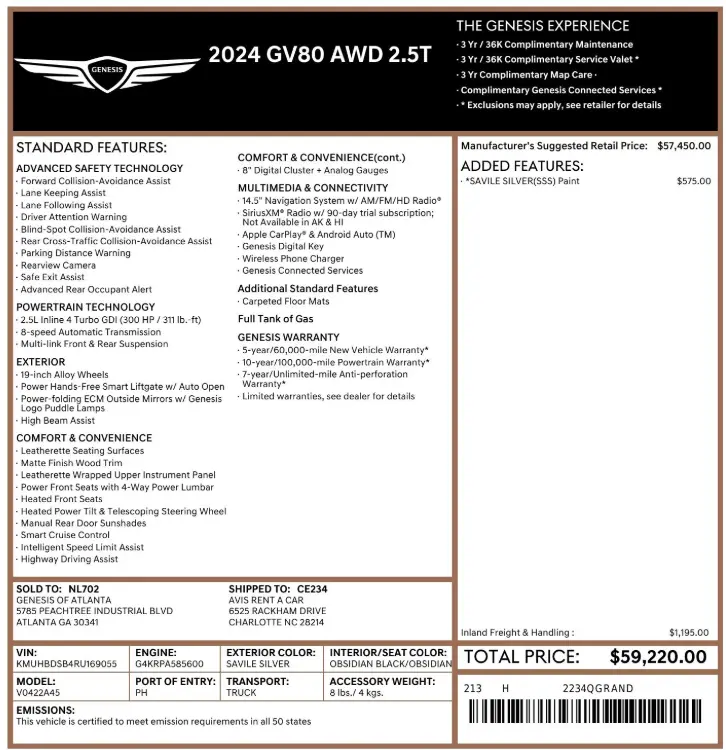Florida Fine Cars - Used GENESIS GV80 2024 WEST PALM 