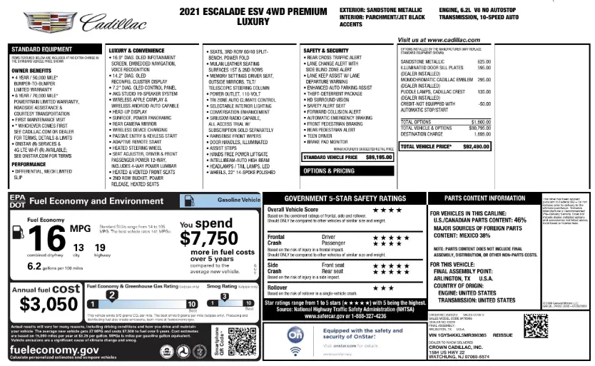 Florida Fine Cars - Used CADILLAC ESCALADE ESV 2021 WEST PALM PREMIUM LUXURY