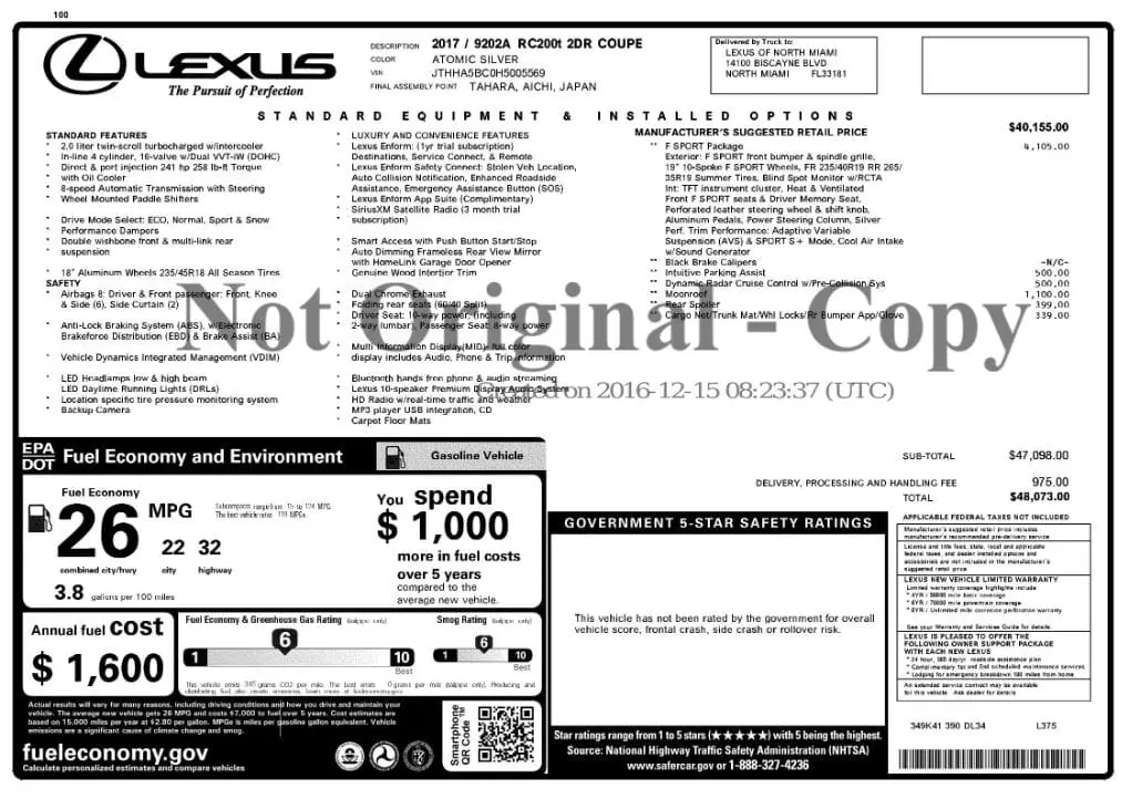 Florida Fine Cars - Used LEXUS RC 2017 MARGATE RC TURBO