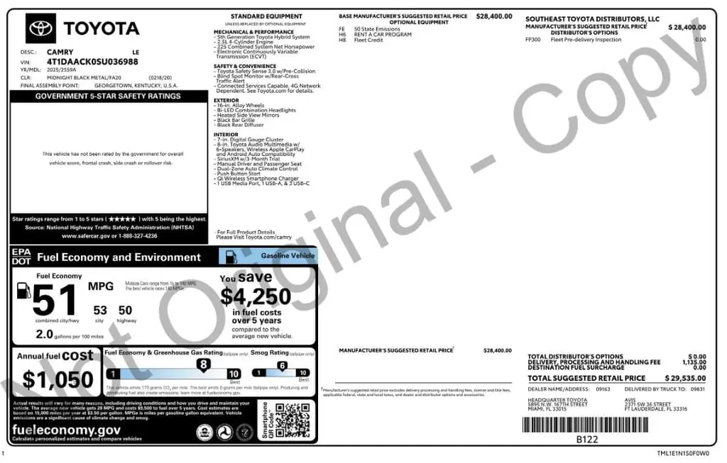 Florida Fine Cars - Used TOYOTA CAMRY 2025 MARGATE LE