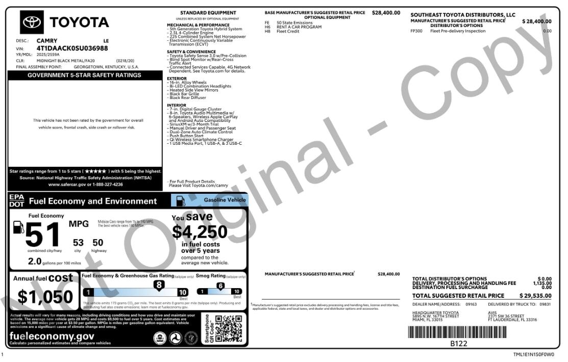 Florida Fine Cars - Used vehicle - SEDAN TOYOTA CAMRY 2025