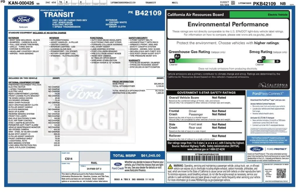 Florida Fine Cars - Used FORD E-TRANSIT 2023 MIAMI 350 Cargo Van High Roof 148.0" WB