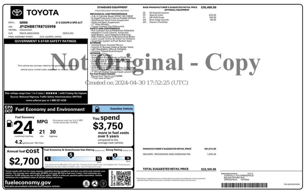 Florida Fine Cars - Used TOYOTA GR86 2024 MARGATE 