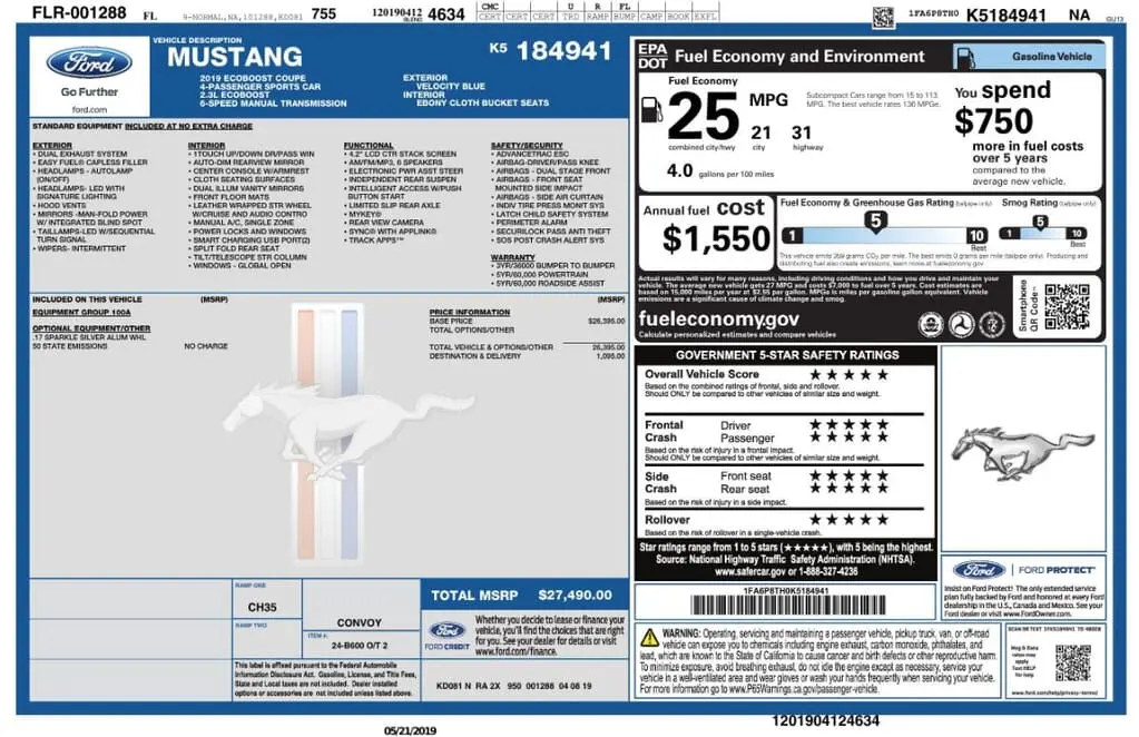 Florida Fine Cars - Used FORD MUSTANG 2019 MARGATE ECOBOOST