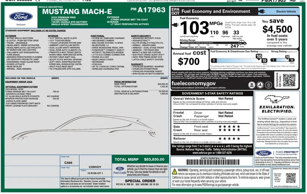 2023 FORD MUSTANG MACH-E PREMIUM photo 3
