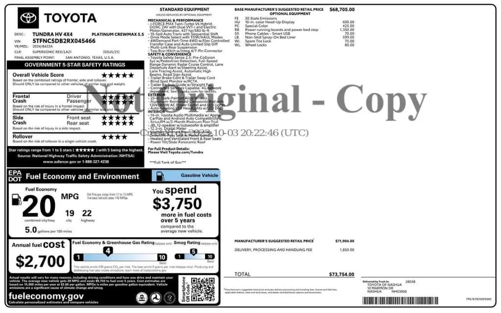 2024 TOYOTA TUNDRA 4WD PLATINUM HYBRID photo 3