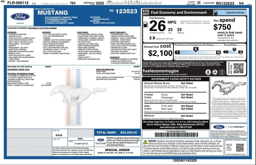 Florida Fine Cars - Used FORD MUSTANG 2024 MARGATE ECOBOOST PREMIUM