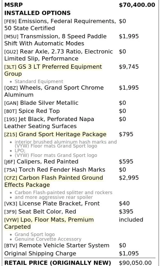2019 CHEVROLET CORVETTE GRAND SPORT 3LT photo 3