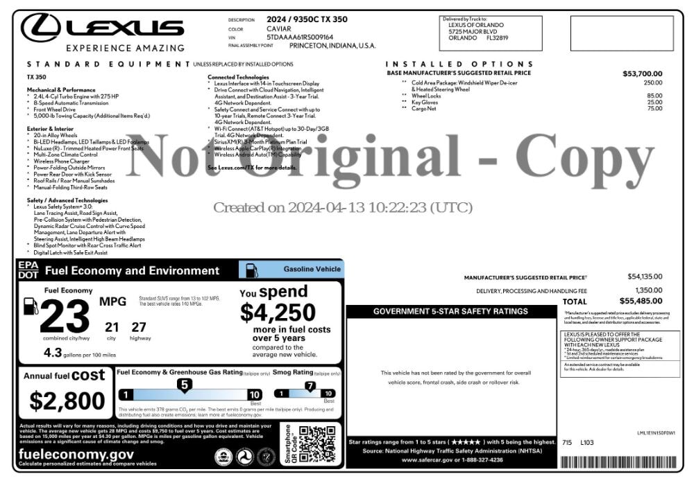 Florida Fine Cars - Used vehicle - SUV LEXUS TX 2024