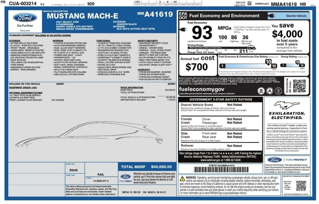 2021 FORD MUSTANG MACH-E SELECT photo 3
