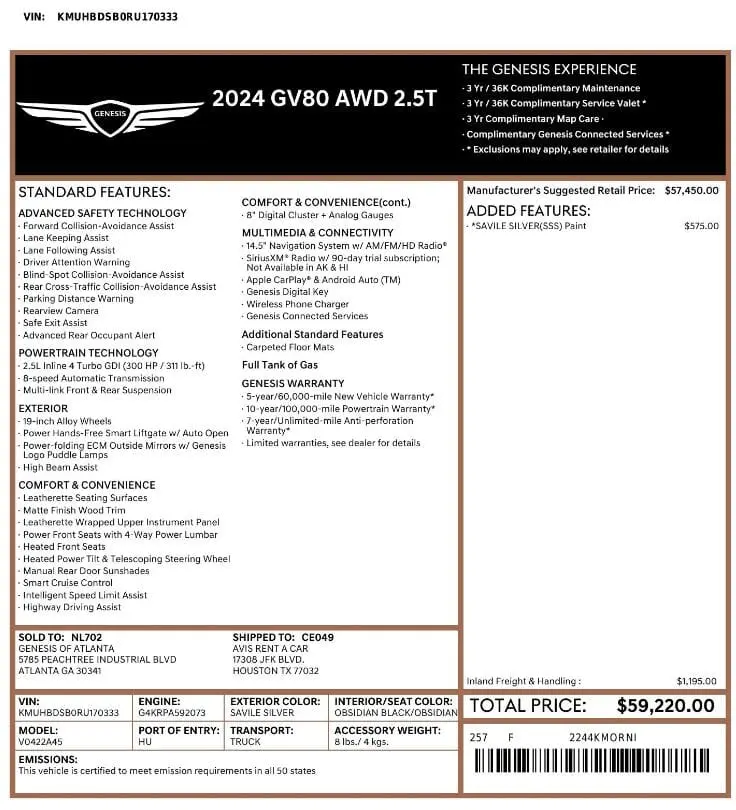 Florida Fine Cars - Used GENESIS GV80 2024 MIAMI 