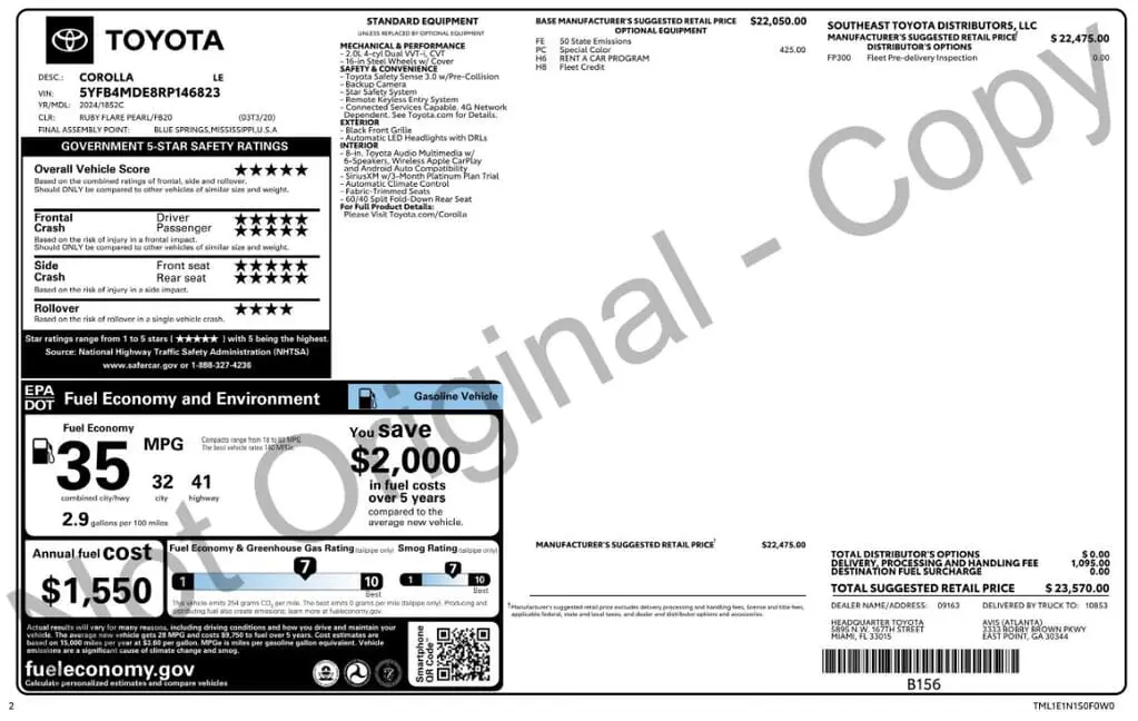 Florida Fine Cars - Used TOYOTA COROLLA 2024 MIAMI LE