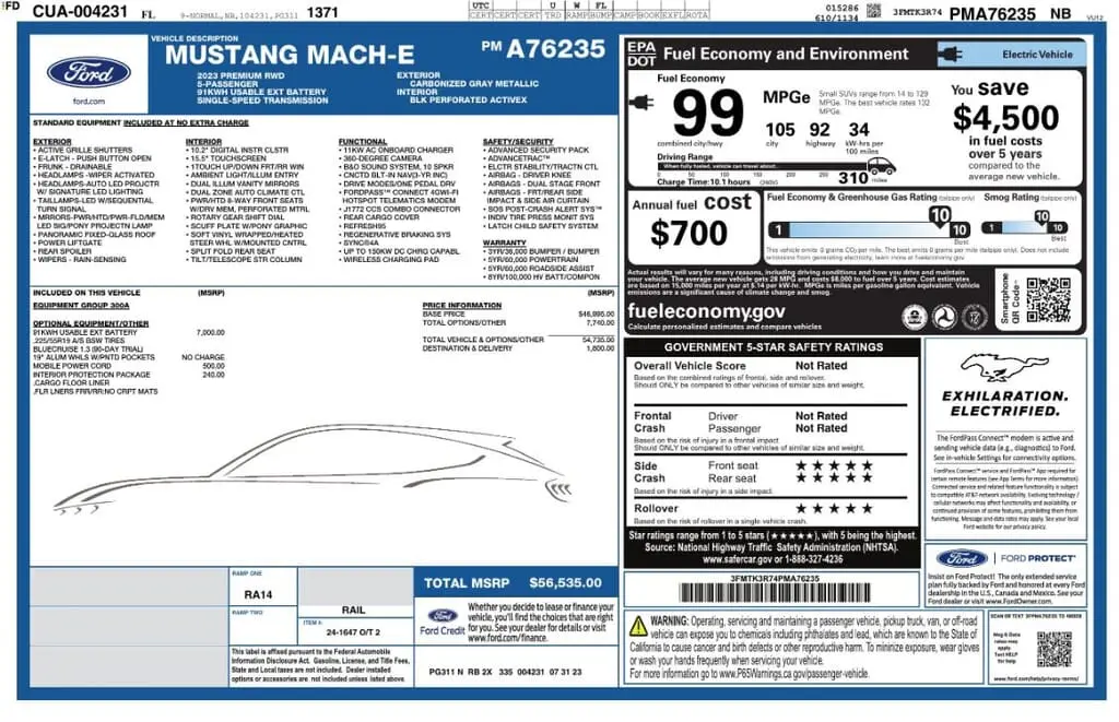 Florida Fine Cars - Used FORD MUSTANG MACH-E 2023 MARGATE PREMIUM