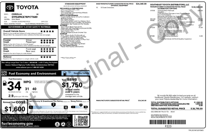 Florida Fine Cars - Used TOYOTA COROLLA 2024 WEST PALM SE