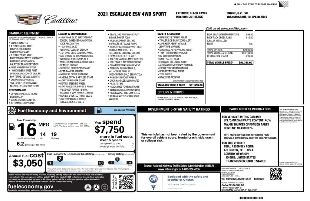 Florida Fine Cars - Used CADILLAC ESCALADE ESV 2021 MARGATE SPORT
