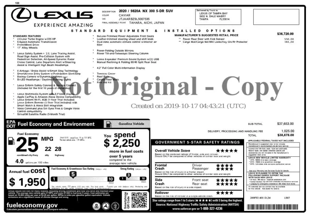 Florida Fine Cars - Used LEXUS NX 2020 MARGATE NX 300