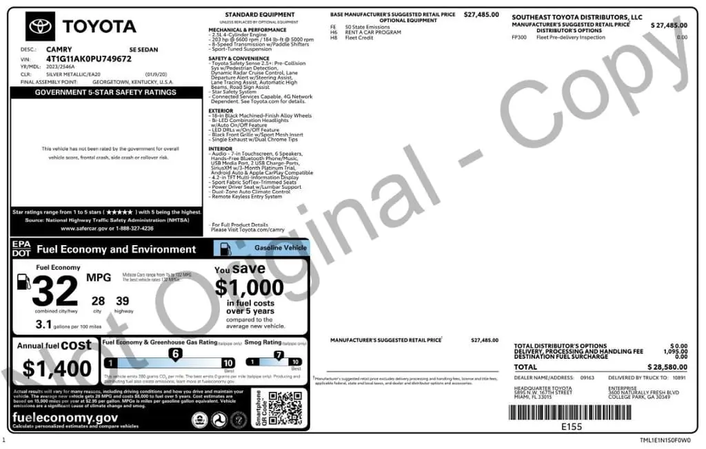 Florida Fine Cars - Used TOYOTA CAMRY 2023 MIAMI SE