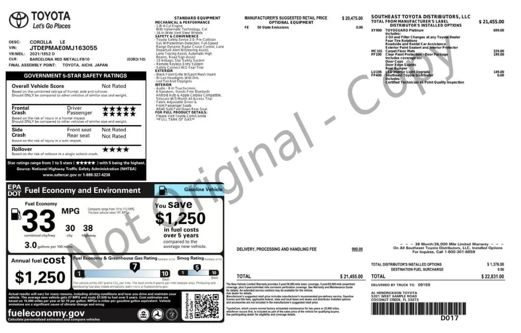 Florida Fine Cars - Used TOYOTA COROLLA 2021 MARGATE LE