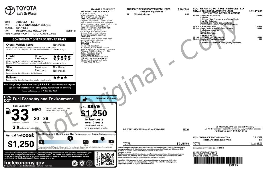 Florida Fine Cars - Used vehicle - SEDAN TOYOTA COROLLA 2021