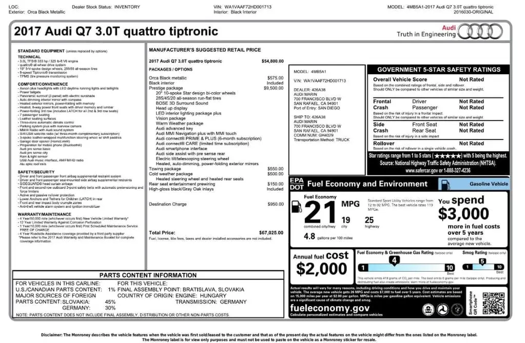 Florida Fine Cars - Used AUDI Q7 2017 MIAMI PRESTIGE