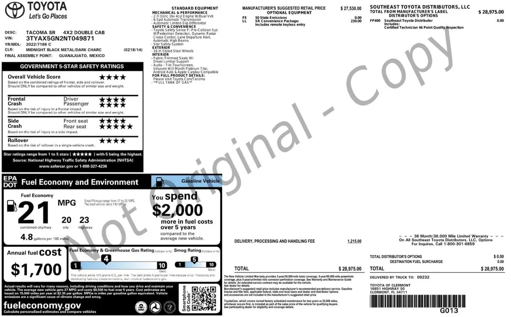 Florida Fine Cars - Used TOYOTA TACOMA 2WD 2022 ORLANDO SR
