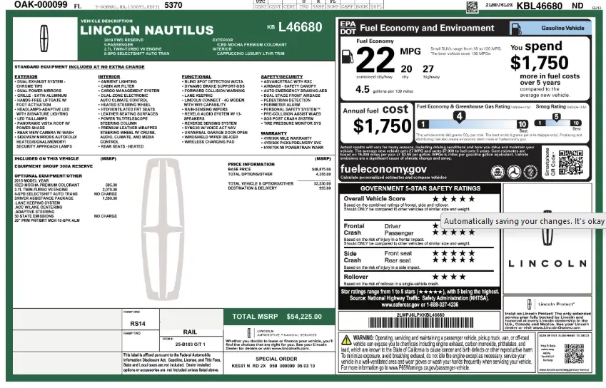 Florida Fine Cars - Used LINCOLN NAUTILUS 2019 WEST PALM RESERVE