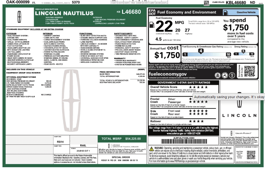 Florida Fine Cars - Used vehicle - SUV LINCOLN NAUTILUS 2019
